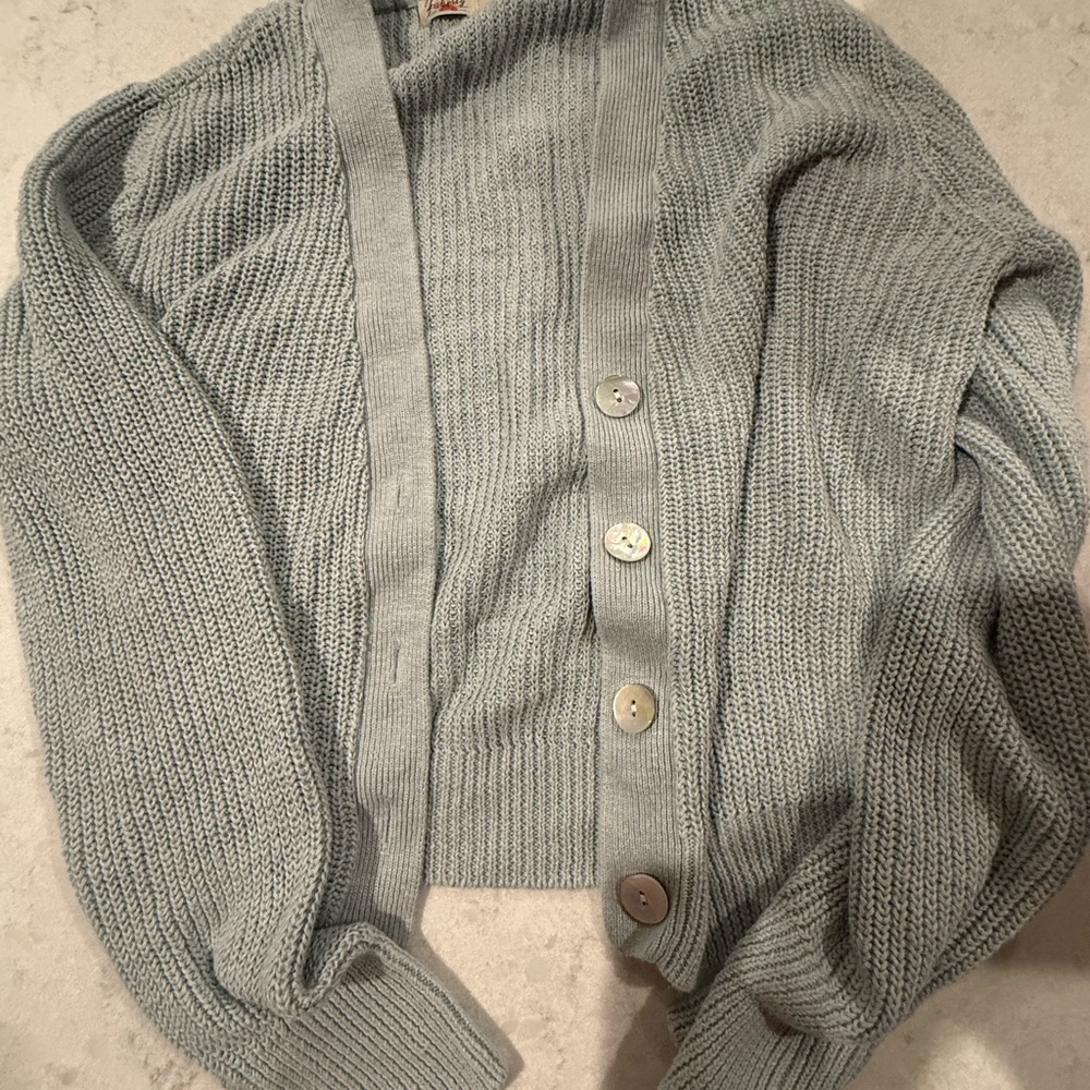 Faherty Light Gray Button-Up Cardigan - image 1